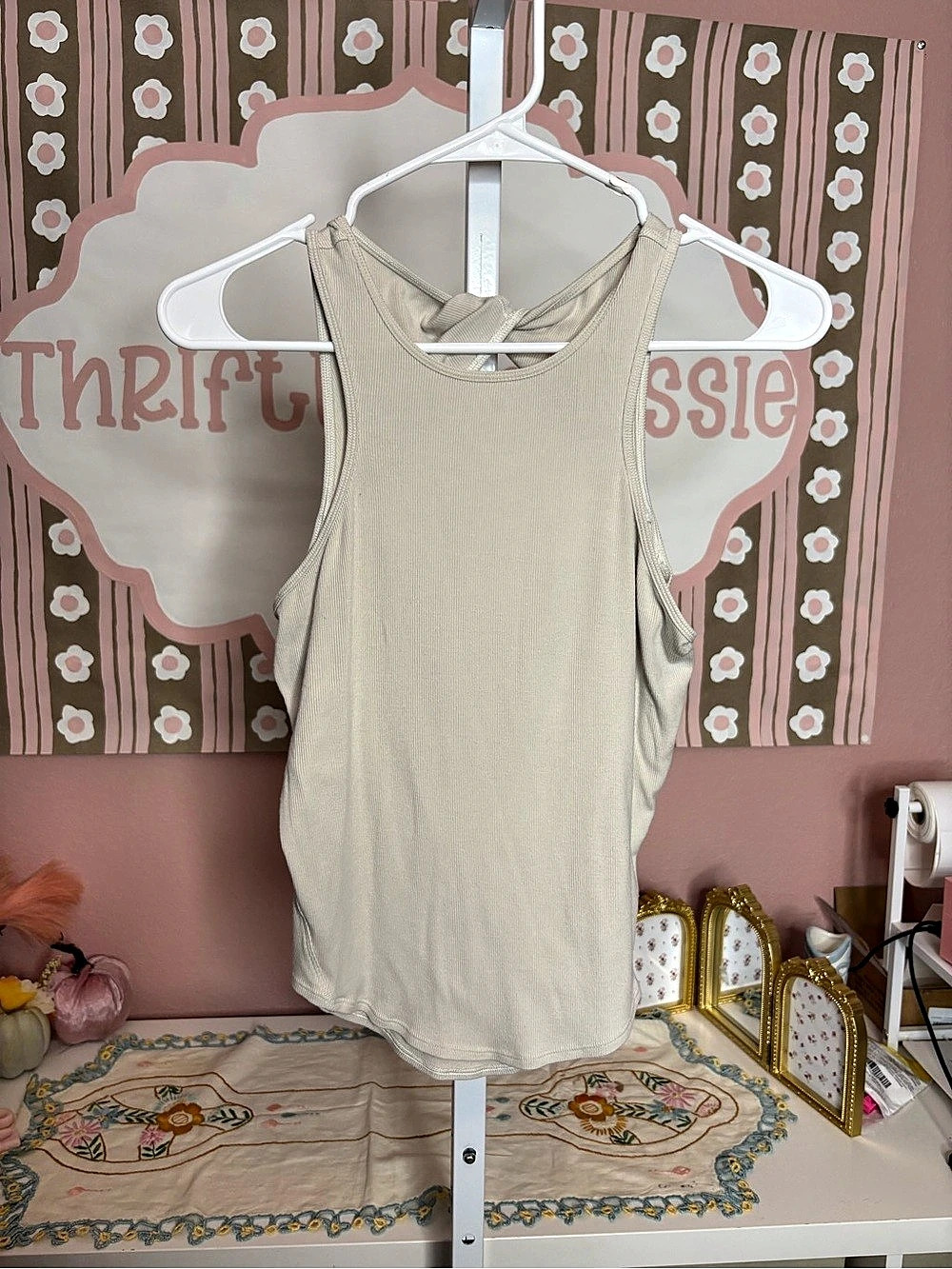 Lululemon All It Takes Back-Twist Ribbed Tank Top Cream